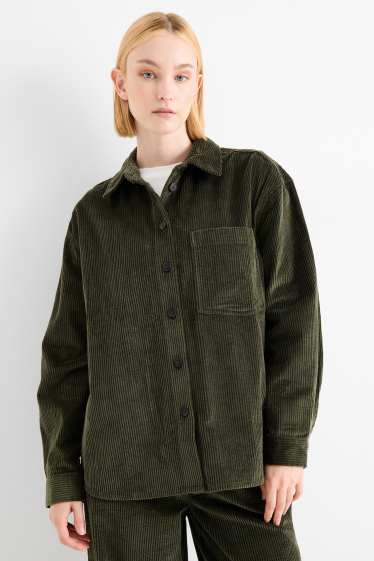 Women - Corduroy blouse - dark green