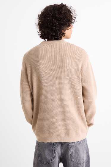 Men - Jumper - textured - beige