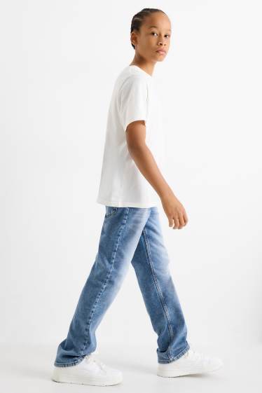 Dzieci chłopcy - Straight jeans - ciepłe dżinsy - jog denim - LYCRA® - dżins-jasnoniebieski