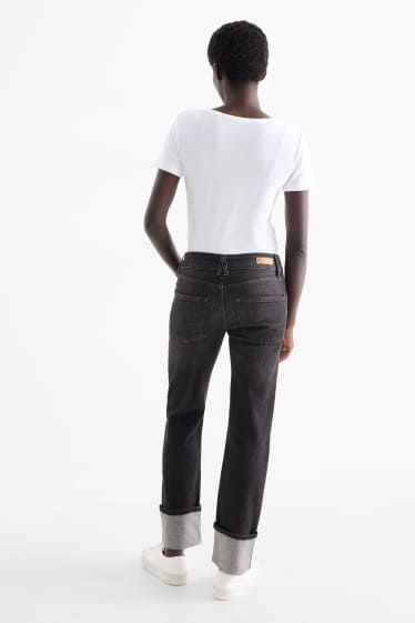 Dames - Crop straight jeans - mid waist - LYCRA® - jeansgrijs