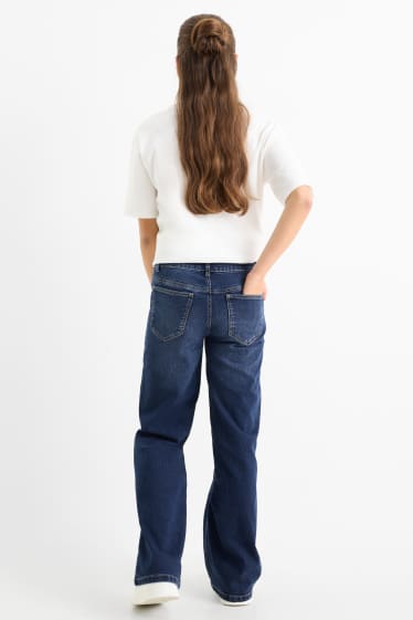 Enfants filles - Jean de coupe évasée - jean bleu foncé