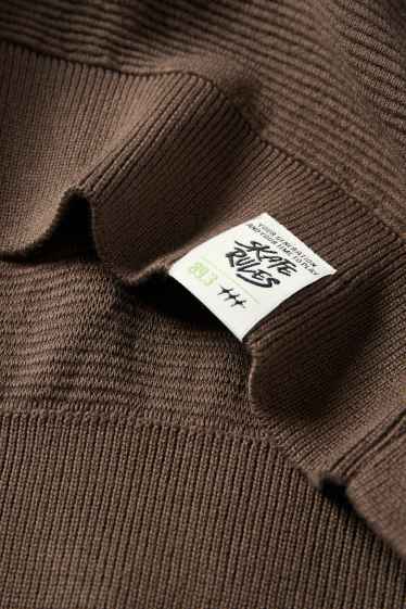 Děti - chlapci - Svetr - žebrovaný - tmavohnědá