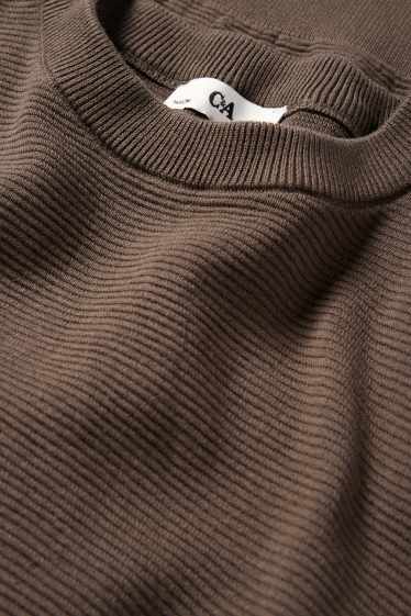 Děti - chlapci - Svetr - žebrovaný - tmavohnědá