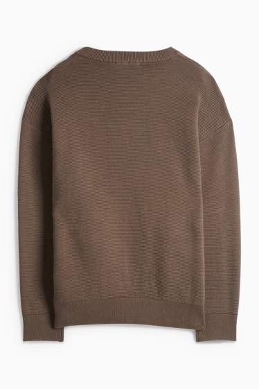Děti - chlapci - Svetr - žebrovaný - tmavohnědá