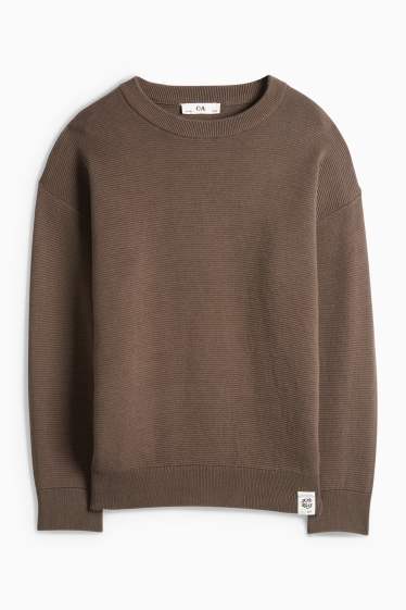 Děti - chlapci - Svetr - žebrovaný - tmavohnědá