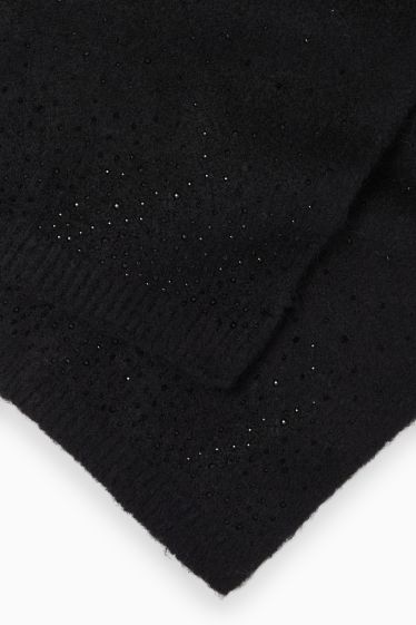 Dámské - Šála se štrasovými kamínky - černá