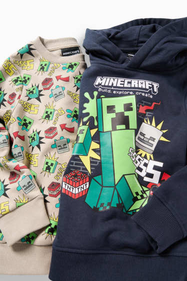 Děti - chlapci - Multipack 2 ks - Minecraft - mikina s kapucí a mikina - tmavomodrá