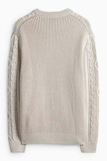 Herren - Pullover - Zopfmuster - hellbeige