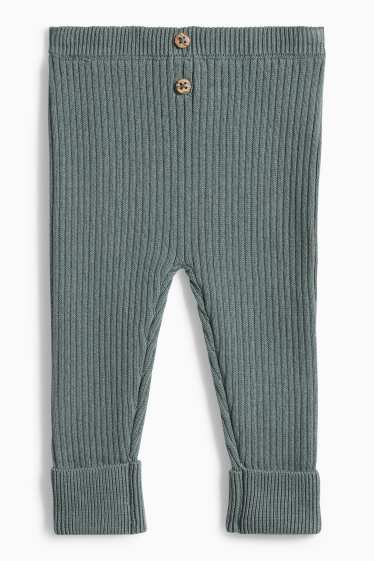 Unisex - Pletené legíny pro miminka - žebrované - zelená