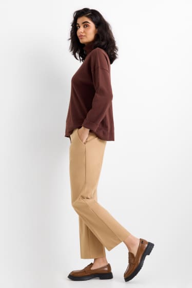 Femei - Pantaloni de stofă - talie medie - straight fit - bej