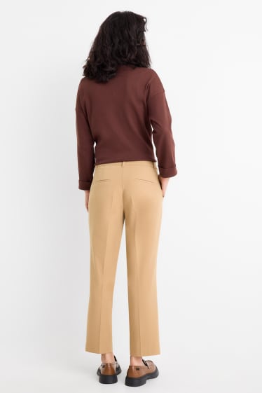 Femei - Pantaloni de stofă - talie medie - straight fit - bej