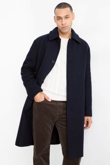 Hombre - Abrigo - mezcla de lana - azul oscuro