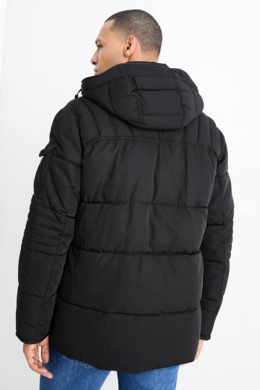Pánské - Prošívaná parka s kapucí - černá