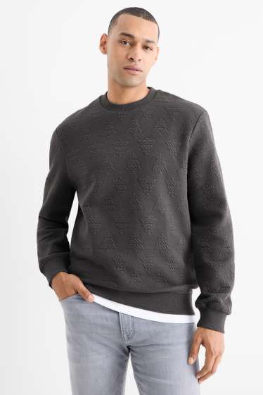 Men - Christmas sweatshirt - textured - dark gray