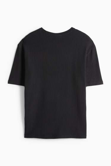 Uomo - T-shirt - relaxed fit - a coste - nero