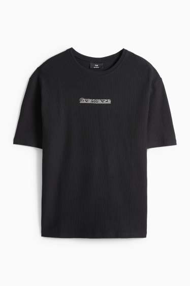 Uomo - T-shirt - relaxed fit - a coste - nero