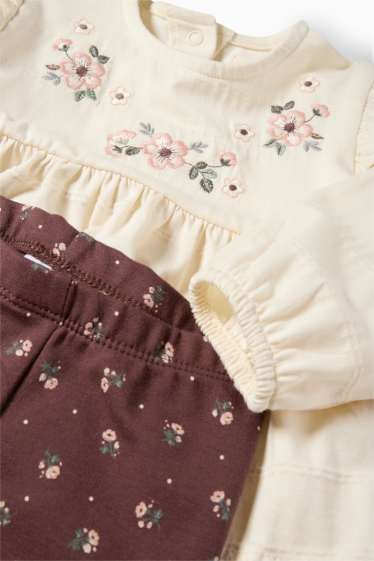 Bébés filles - Petites fleurs - tenue pour bébé - 3 pièces - blanc crème
