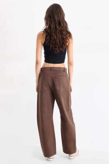 Dámské - Balloon jeans - mid waist - hnědá