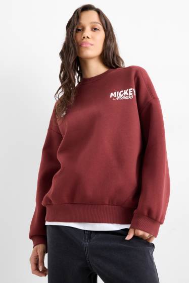 Damen - Sweatshirt - Micky Maus - dunkelrot