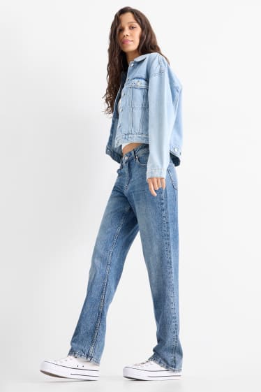 Damen - Straight Jeans - Low Waist - jeansblau
