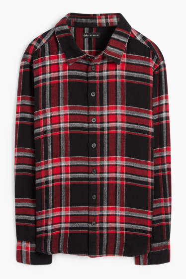 Bambini - Camicia di flanella - a quadretti - rosso / nero