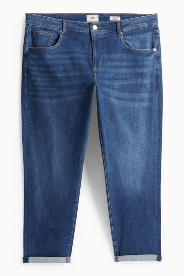 Women - Boyfriend jeans - mid-rise waist - blue denim