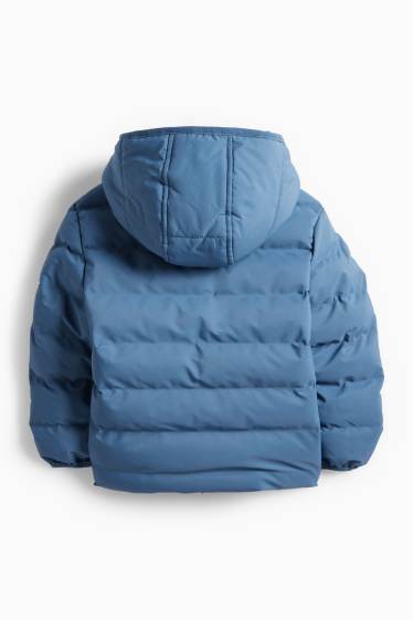 Děti - chlapci - Prošívaná bunda s kapucí - z vodoodpudivého materiálu - modrá