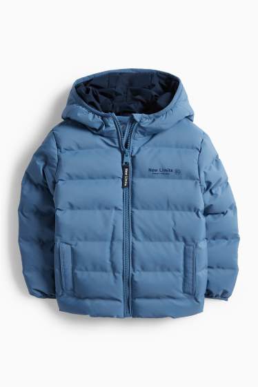 Děti - chlapci - Prošívaná bunda s kapucí - z vodoodpudivého materiálu - modrá