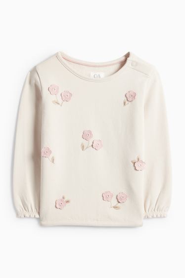 Miminka - dívky - Květiny - outfit pro miminka - 2dílný - béžová