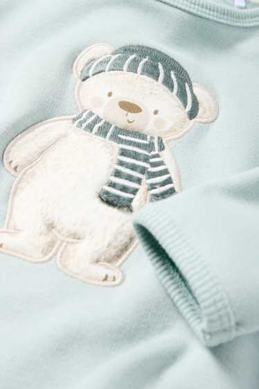 Unisex - IJsbeer - babysweatshirt - met pluche gevoerd - lichtturquoise