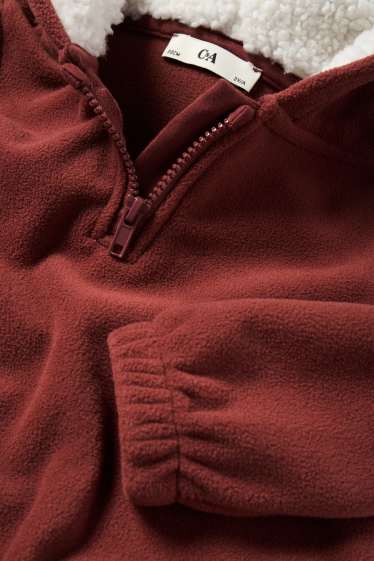 Děti - chlapci - Liška - fleecová mikina s kapucí - hnědá