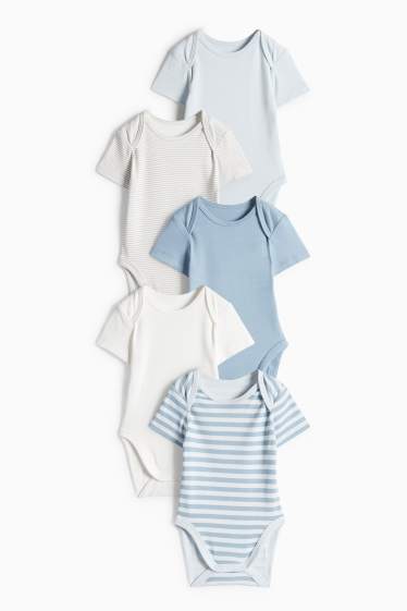 Bébés garçons - Lot de 5 - bodys bébé - blanc / bleu clair