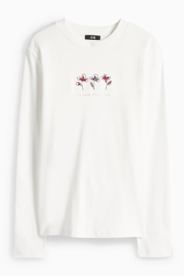 Dámské - Tričko s dlouhým rukávem - regular fit - bílá