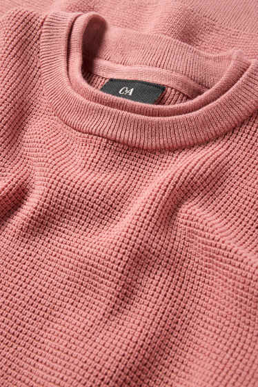 Pánské - Svetr - strukturovaný - růžová