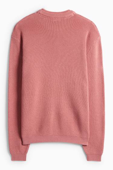 Pánské - Svetr - strukturovaný - růžová
