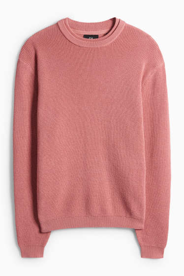 Pánské - Svetr - strukturovaný - růžová