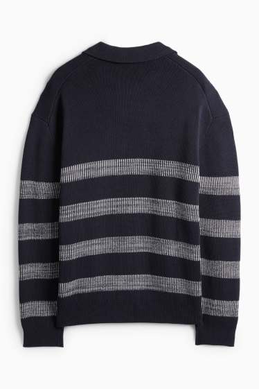 Pánské - Svetr - pruhovaný - tmavomodrá