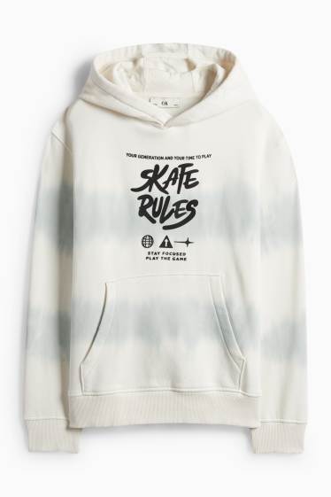 Enfants garçons - Skateur - sweat à capuche - à motif - blanc crème