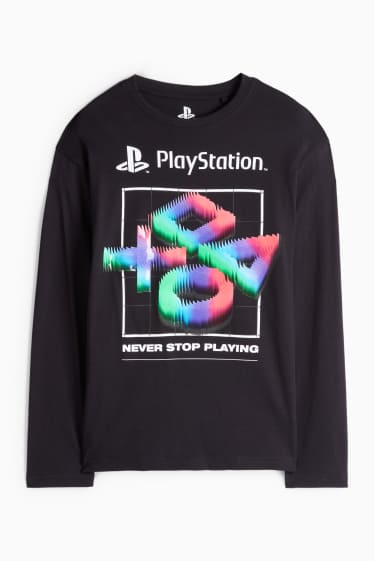 Děti - chlapci - PlayStation - tričko s dlouhým rukávem - černá