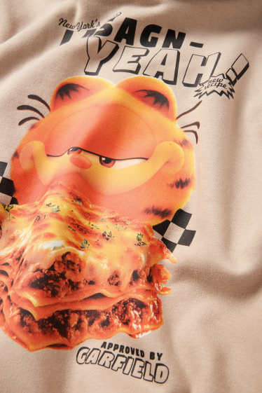 Děti - chlapci - Garfield - mikina s kapucí - béžová