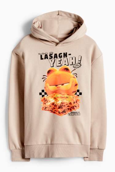 Děti - chlapci - Garfield - mikina s kapucí - béžová