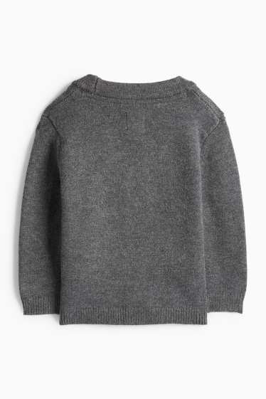 Miminka - chlapci - Pletený kardigan pro miminka - tmavošedá
