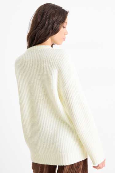 Femmes - Pull - finition côtelée - blanc crème