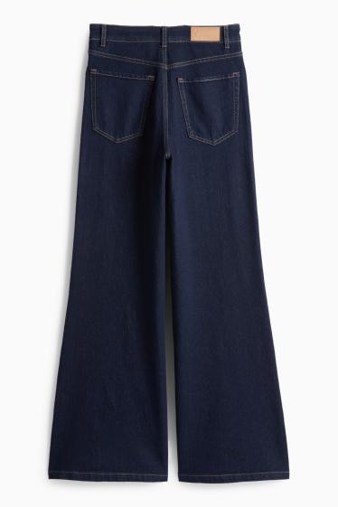 Women - Flared jeans - high waist - denim-dark blue