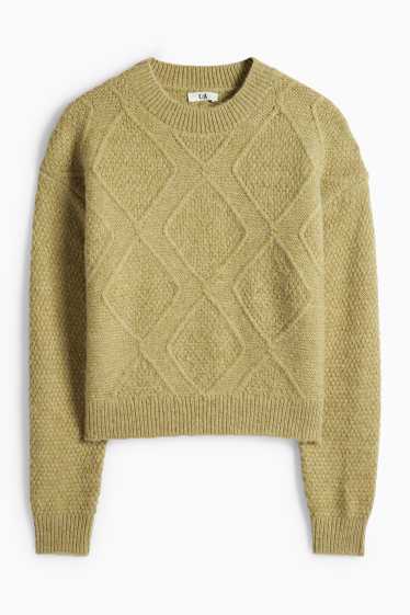 Femei - Pulover - structurat - verde deschis