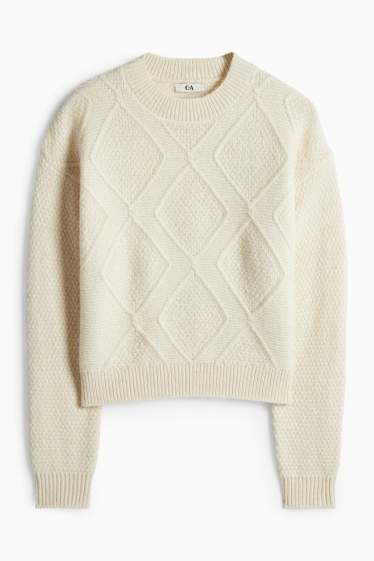 Dámské - Svetr - strukturovaný - krémové barvy