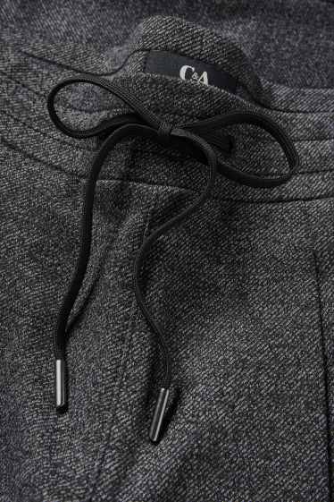 Dámské - Žerzejové kalhoty - mid waist - tapered fit - tmavošedá