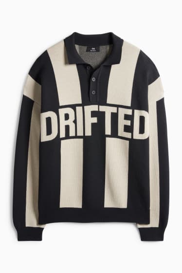 Pánské - Svetr - pruhovaný - černá/béžová