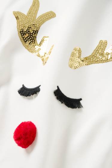 Dames - Rendier - kerstsweatshirt - wit