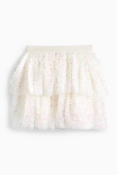 Děti - dívky - Pajetková sukně - krémově bílá